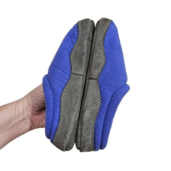 L.L. Bean Girls 1-2 Blue Fleece Slippers‎ With Snowflake Design & Leather Sole - Picture 7 of 9
